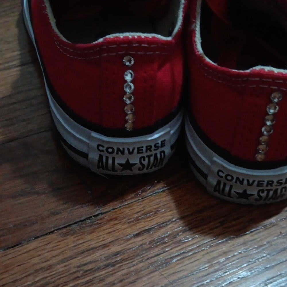 Converse Red All Star Sneakers with Rhinestones - Picture 3 of 8
